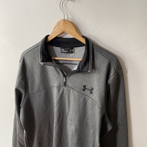 Under Armour Loose Coldgear Dark Gray Mens 1/4 Zip Pull Over Sweater Siz… - Picture 2 of 9